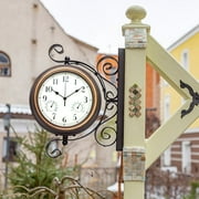 MAUXDA Clearance Outdoor Garden Retro Clock Temperature Measurement Hygrometer 12 Inches